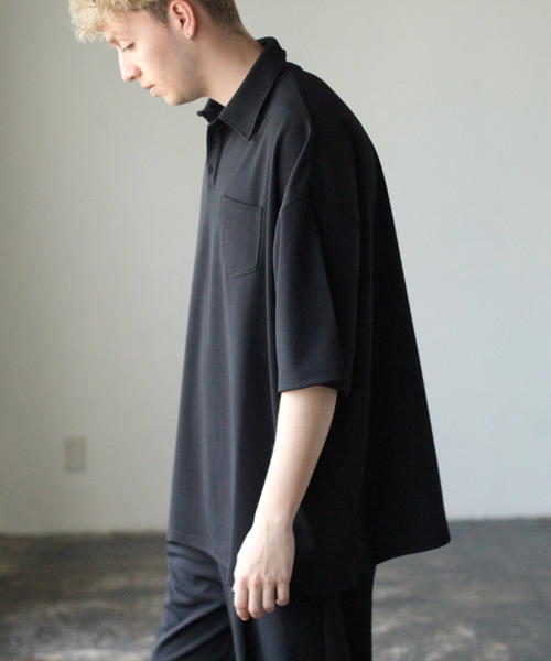 NILWAY（ニルウェイ）の「ジョーゼットビッグポロシャツ【イージーケア】（ポロシャツ・メンズ・ベージュ/ブラック/ネイビー/グレー/ブラウン・MEDIUM/LARGE）」の14枚目の写真