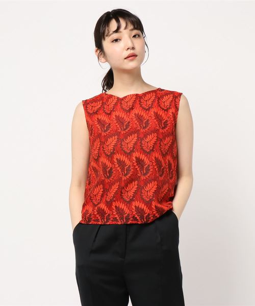 YECCA VECCA（イェッカヴェッカ）の「リーフレースノースリーブブラウス ●（シャツ/ブラウス・レディース・レッド/オフホワイト/グレー・FREE）」の3枚目の写真