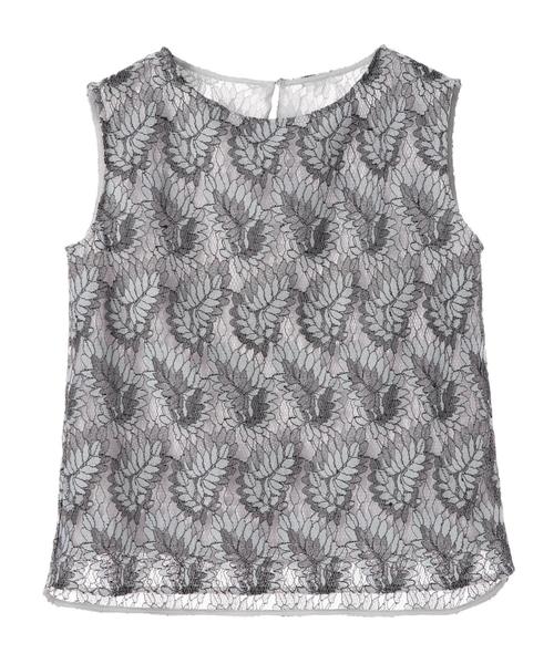 YECCA VECCA（イェッカヴェッカ）の「リーフレースノースリーブブラウス ●（シャツ/ブラウス・レディース・レッド/オフホワイト/グレー・FREE）」の5枚目の写真