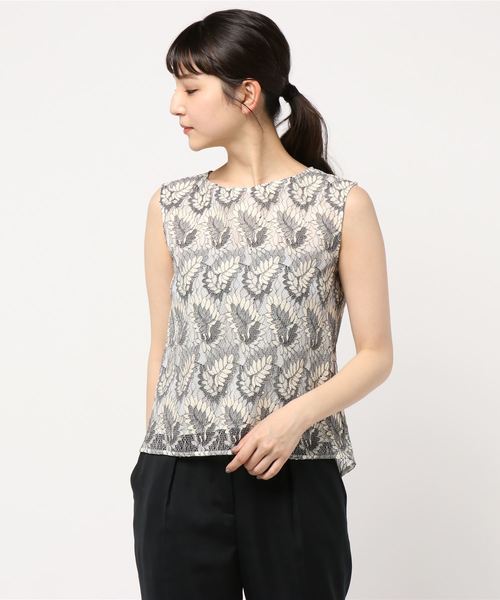 YECCA VECCA（イェッカヴェッカ）の「リーフレースノースリーブブラウス ●（シャツ/ブラウス・レディース・レッド/オフホワイト/グレー・FREE）」の8枚目の写真