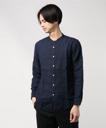 【PAZZO】 Japan Made バンドカラーシャツ リネン