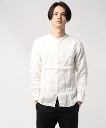 【PAZZO】　Japan Made　バンドカラーシャツ　リネン