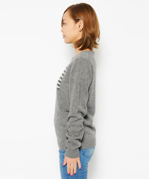 X-girl（エックスガール）の「STARS STRIPES KNIT TOP（ニット/セーター・レディース・ブラック/アッシュグレー/レッド・1/2）」の7枚目の写真