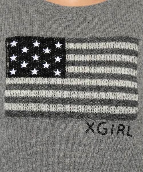 X-girl（エックスガール）の「STARS STRIPES KNIT TOP（ニット/セーター・レディース・ブラック/アッシュグレー/レッド・1/2）」の5枚目の写真