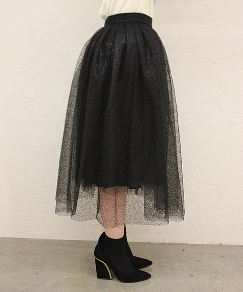 mystic（ミスティック）の「ロングチュールスカート（スカート・レディース・ホワイト/ブラック/ブロンズ/ネイビー・FREE/ﾌﾘ-）」の7枚目の写真