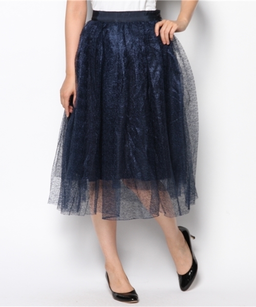 mystic（ミスティック）の「ロングチュールスカート（スカート・レディース・ホワイト/ブラック/ブロンズ/ネイビー・FREE/ﾌﾘ-）」の3枚目の写真