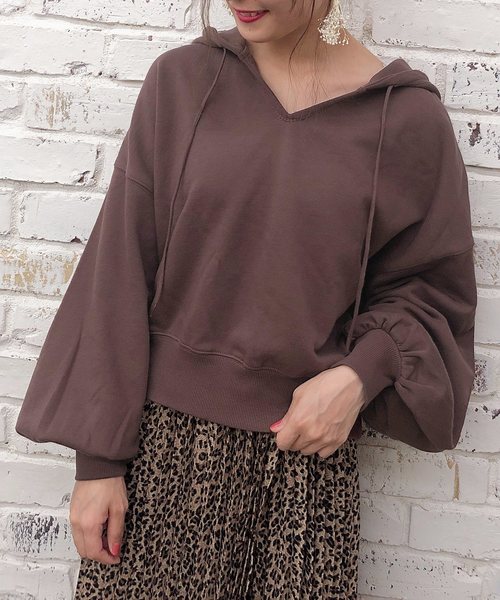 one after another NICE CLAUP（ワンアフターアナザーナイスクラップ）の「フード付きピグメントパーカー（パーカー・レディース・オフホワイト/ブラウン/ベージュ/カーキ・FREE）」の3枚目の写真