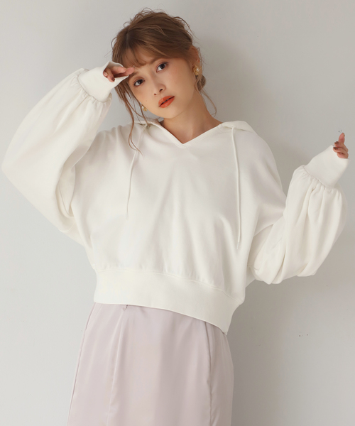 one after another NICE CLAUP（ワンアフターアナザーナイスクラップ）の「フード付きピグメントパーカー（パーカー・レディース・オフホワイト/ブラウン/ベージュ/カーキ・FREE）」の2枚目の写真