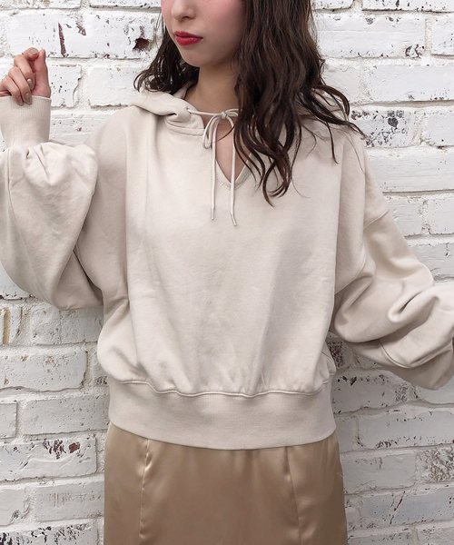 one after another NICE CLAUP（ワンアフターアナザーナイスクラップ）の「フード付きピグメントパーカー（パーカー・レディース・オフホワイト/ブラウン/ベージュ/カーキ・FREE）」の5枚目の写真