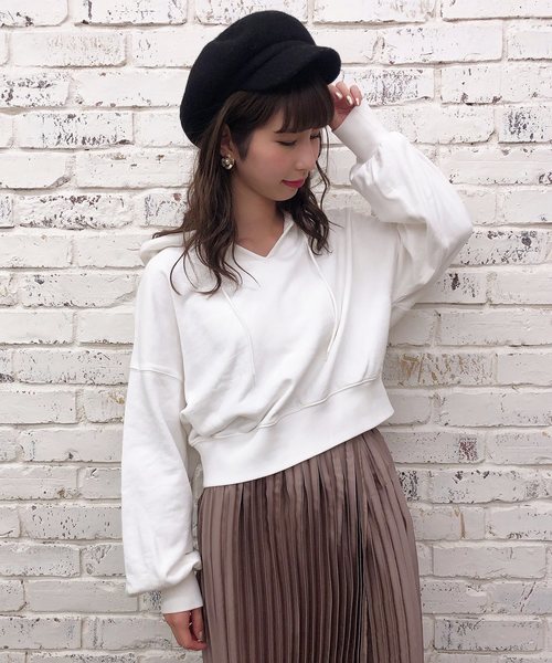 one after another NICE CLAUP（ワンアフターアナザーナイスクラップ）の「フード付きピグメントパーカー（パーカー・レディース・オフホワイト/ブラウン/ベージュ/カーキ・FREE）」の7枚目の写真