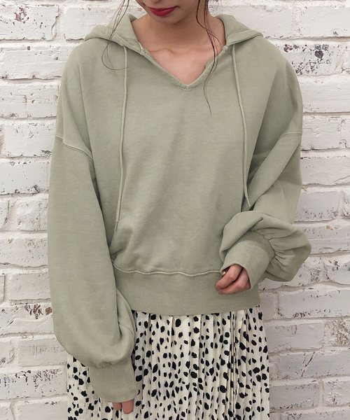 one after another NICE CLAUP（ワンアフターアナザーナイスクラップ）の「フード付きピグメントパーカー（パーカー・レディース・オフホワイト/ブラウン/ベージュ/カーキ・FREE）」の19枚目の写真