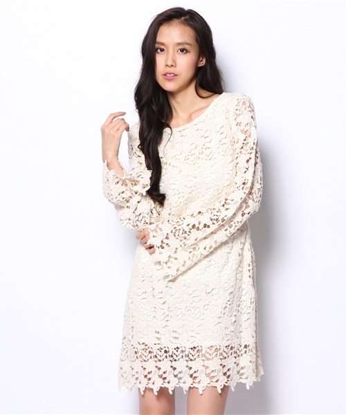 BLONDY ReLISH（ブロンディリリッシュ）の「ワッペンレースワンピース（ワンピース・レディース・ネイビー/ピンク/オフホワイト・MEDIUM/SMALL）」の2枚目の写真