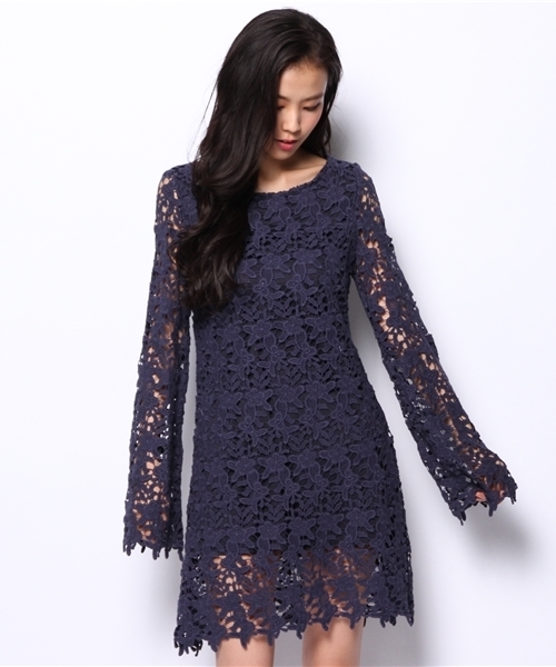 BLONDY ReLISH（ブロンディリリッシュ）の「ワッペンレースワンピース（ワンピース・レディース・ネイビー/ピンク/オフホワイト・MEDIUM/SMALL）」の21枚目の写真