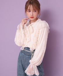 one after another NICE CLAUP | vintage風ボウタイレースブラウス(シャツ/ブラウス)