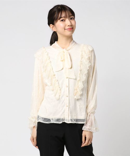 one after another NICE CLAUP（ワンアフターアナザーナイスクラップ）の「vintage風ボウタイレースブラウス（シャツ/ブラウス・レディース・ベージュ/オフホワイト/グレー・FREE）」の10枚目の写真