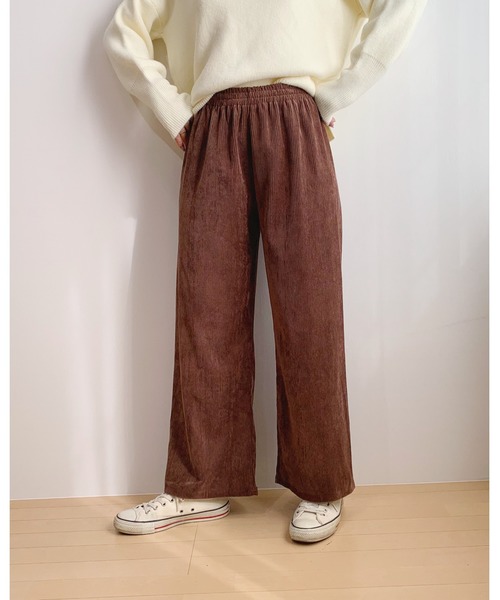 CLEA(クレア)の「ベロア コーデュロイ ワイド パンツ(その他パンツ・レディース・ブラック/ベージュ/ブラウン/アイボリー・FREE)」の15枚目の写真