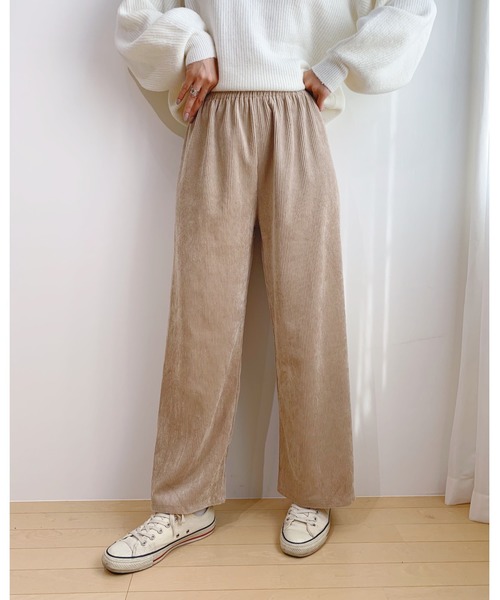 CLEA(クレア)の「ベロア コーデュロイ ワイド パンツ(その他パンツ・レディース・ブラック/ベージュ/ブラウン/アイボリー・FREE)」の14枚目の写真