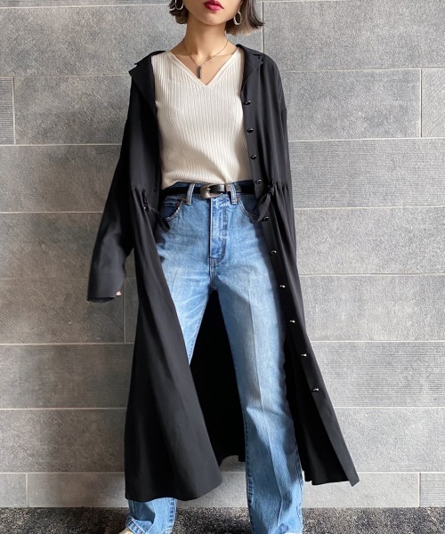 PAGEBOY（ページボーイ）の「EcoVeroイージーケアワンピース（シャツワンピース・レディース・ブラック/ブルー/グレイッシュベージュ・FREE）」の5枚目の写真