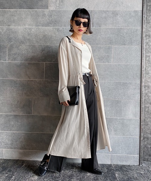 PAGEBOY（ページボーイ）の「EcoVeroイージーケアワンピース（シャツワンピース・レディース・ブラック/ブルー/グレイッシュベージュ・FREE）」の10枚目の写真