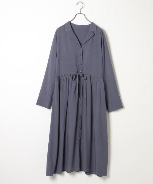 PAGEBOY（ページボーイ）の「EcoVeroイージーケアワンピース（シャツワンピース・レディース・ブラック/ブルー/グレイッシュベージュ・FREE）」の13枚目の写真