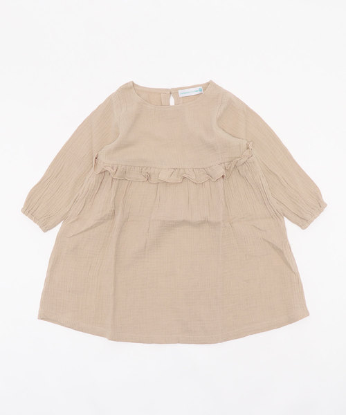 Catherine Cottage（キャサリンコテージ）の「ダブルガーゼフリルワンピース　長袖（ワンピース・キッズ・ブラック/ネイビー/ブラウン/サンドベージュ/ミント/クリーム/モカ/スモークピンク/ローズ/コーラル・150/100/110/120/130/140）」の8枚目の写真