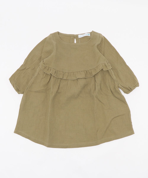 Catherine Cottage（キャサリンコテージ）の「ダブルガーゼフリルワンピース　長袖（ワンピース・キッズ・ブラック/ネイビー/ブラウン/サンドベージュ/ミント/クリーム/モカ/スモークピンク/ローズ/コーラル・150/100/110/120/130/140）」の13枚目の写真