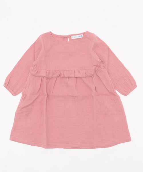 Catherine Cottage（キャサリンコテージ）の「ダブルガーゼフリルワンピース　長袖（ワンピース・キッズ・ブラック/ネイビー/ブラウン/サンドベージュ/ミント/クリーム/モカ/スモークピンク/ローズ/コーラル・150/100/110/120/130/140）」の11枚目の写真