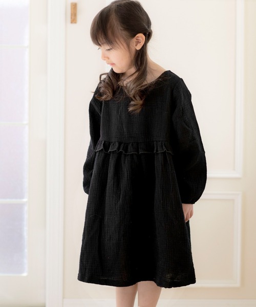 Catherine Cottage（キャサリンコテージ）の「ダブルガーゼフリルワンピース　長袖（ワンピース・キッズ・ブラック/ネイビー/ブラウン/サンドベージュ/ミント/クリーム/モカ/スモークピンク/ローズ/コーラル・150/100/110/120/130/140）」の21枚目の写真