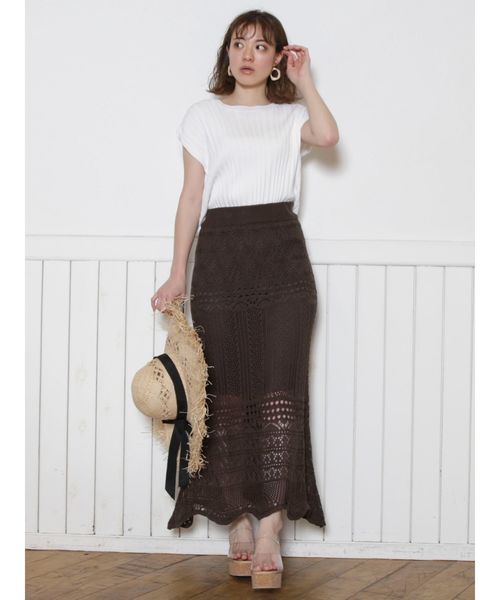 dazzlin（ダズリン）の「ワイドリブショートベスト（ニット/セーター・レディース・グリーン/オフホワイト/ベージュ/パープル・FREE）」の9枚目の写真