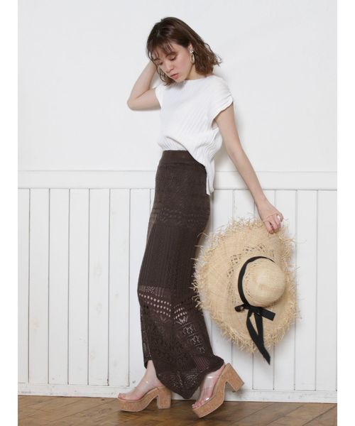 dazzlin（ダズリン）の「ワイドリブショートベスト（ニット/セーター・レディース・グリーン/オフホワイト/ベージュ/パープル・FREE）」の17枚目の写真