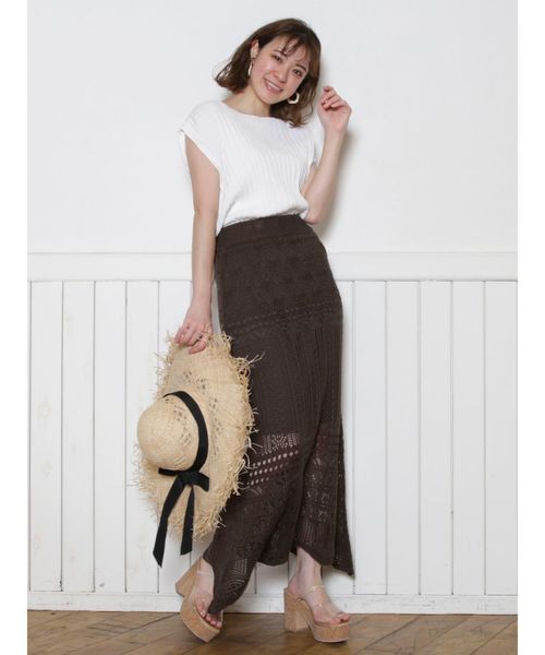 dazzlin（ダズリン）の「ワイドリブショートベスト（ニット/セーター・レディース・グリーン/オフホワイト/ベージュ/パープル・FREE）」の19枚目の写真