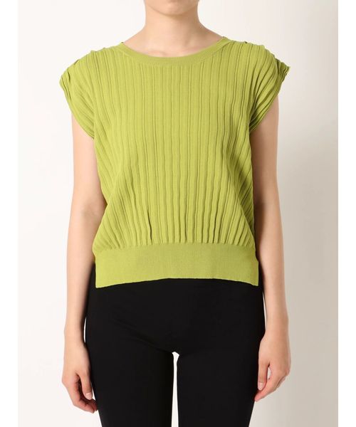 dazzlin（ダズリン）の「ワイドリブショートベスト（ニット/セーター・レディース・グリーン/オフホワイト/ベージュ/パープル・FREE）」の21枚目の写真