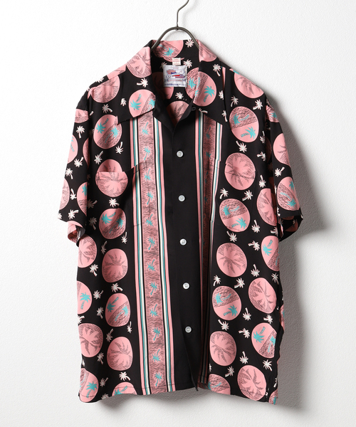 DUKE KAHANAMOKU(デューク カハナモク)の「【DUKE KAHANAMOKU / デュークカハナモク】PALM TREE(シャツ/ブラウス・メンズ・ブラウン/ブラック・MEDIUM/LARGE/X-LARGE)」の1枚目の写真