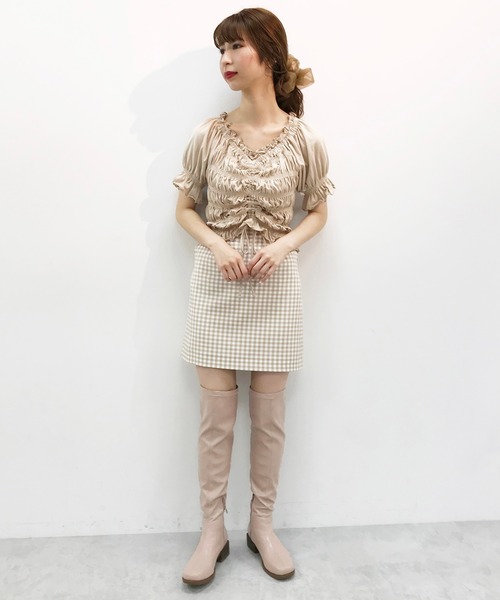 one after another NICE CLAUP(ワンアフターアナザーナイスクラップ)の「ニーハイブーツ(ブーツ・レディース・ベージュ/ブラウン/モカ・SMALL/MEDIUM/LARGE)」の4枚目の写真