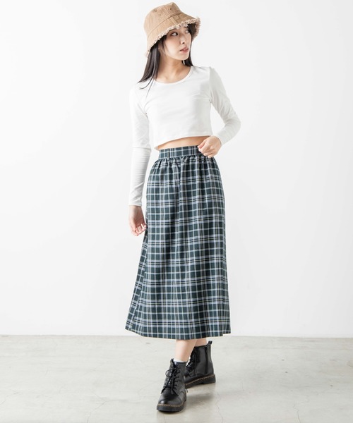 WEGO（ウィゴー）の「WEGO/チェックロングスカート（スカート・レディース・グリーン系その他2/グレー系その他2/ベージュ系その他2/ブラウン系その他2・FREE）」の14枚目の写真