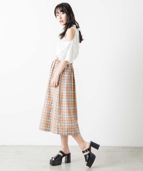 WEGO（ウィゴー）の「WEGO/チェックロングスカート（スカート・レディース・グリーン系その他2/グレー系その他2/ベージュ系その他2/ブラウン系その他2・FREE）」の13枚目の写真