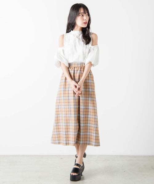 WEGO（ウィゴー）の「WEGO/チェックロングスカート（スカート・レディース・グリーン系その他2/グレー系その他2/ベージュ系その他2/ブラウン系その他2・FREE）」の8枚目の写真