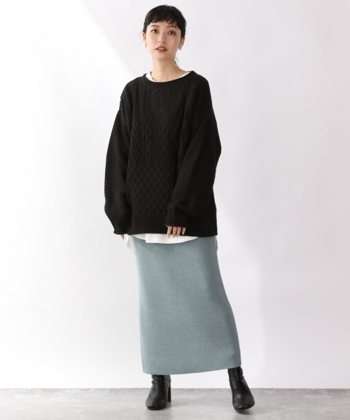 LOWRYS FARM（ローリーズファーム）の「ケーブルキリカエプルオーバーＬＳ　917459（ニット/セーター・レディース・ブラック/ベージュ/オレンジ/アイボリー・FREE）」の8枚目の写真