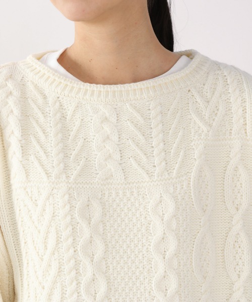 LOWRYS FARM（ローリーズファーム）の「ケーブルキリカエプルオーバーＬＳ　917459（ニット/セーター・レディース・ブラック/ベージュ/オレンジ/アイボリー・FREE）」の11枚目の写真