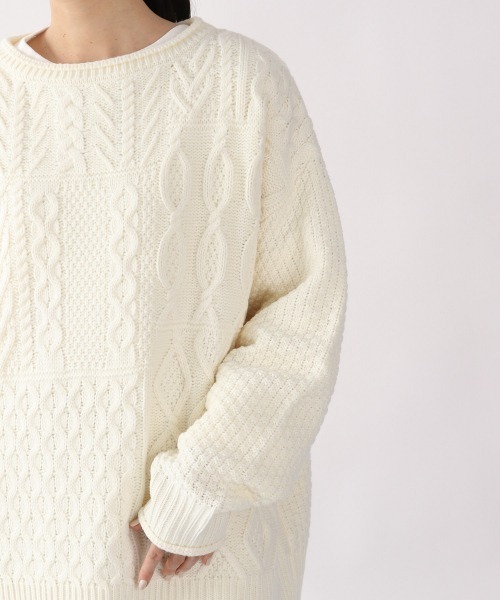 LOWRYS FARM（ローリーズファーム）の「ケーブルキリカエプルオーバーＬＳ　917459（ニット/セーター・レディース・ブラック/ベージュ/オレンジ/アイボリー・FREE）」の12枚目の写真