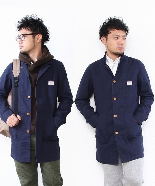 coen（コーエン）の「SMITH（スミス）別注ショップコート（ステンカラーコート・メンズ・ロイヤルブルー/ブラウン・LARGE/MEDIUM/SMALL）」の2枚目の写真