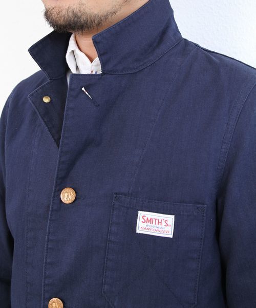 coen（コーエン）の「SMITH（スミス）別注ショップコート（ステンカラーコート・メンズ・ロイヤルブルー/ブラウン・LARGE/MEDIUM/SMALL）」の12枚目の写真
