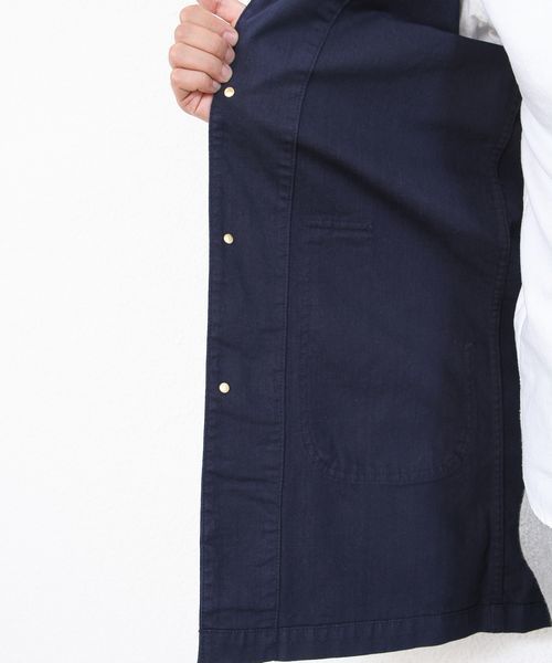 coen（コーエン）の「SMITH（スミス）別注ショップコート（ステンカラーコート・メンズ・ロイヤルブルー/ブラウン・LARGE/MEDIUM/SMALL）」の7枚目の写真
