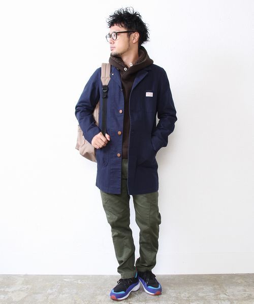 coen（コーエン）の「SMITH（スミス）別注ショップコート（ステンカラーコート・メンズ・ロイヤルブルー/ブラウン・LARGE/MEDIUM/SMALL）」の8枚目の写真