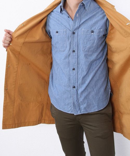 coen（コーエン）の「SMITH（スミス）別注ショップコート（ステンカラーコート・メンズ・ロイヤルブルー/ブラウン・LARGE/MEDIUM/SMALL）」の18枚目の写真
