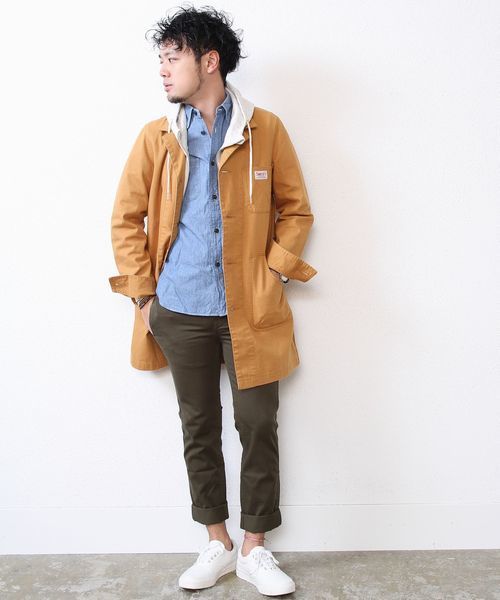 coen（コーエン）の「SMITH（スミス）別注ショップコート（ステンカラーコート・メンズ・ロイヤルブルー/ブラウン・LARGE/MEDIUM/SMALL）」の21枚目の写真