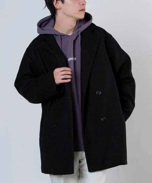 WEGO(ウィゴー)の「WEGO/ビッグシルエットメルトンテーラーコート(テーラードジャケット・メンズ・ブラック/グレー系その他/ブラウン系その他・MEDIUM/LARGE)」の2枚目の写真