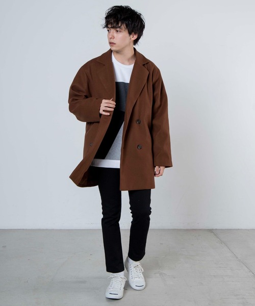 WEGO(ウィゴー)の「WEGO/ビッグシルエットメルトンテーラーコート(テーラードジャケット・メンズ・ブラック/グレー系その他/ブラウン系その他・MEDIUM/LARGE)」の10枚目の写真