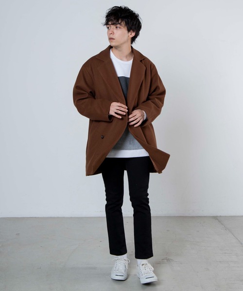 WEGO(ウィゴー)の「WEGO/ビッグシルエットメルトンテーラーコート(テーラードジャケット・メンズ・ブラック/グレー系その他/ブラウン系その他・MEDIUM/LARGE)」の12枚目の写真