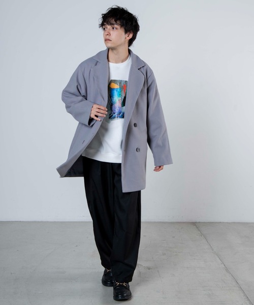 WEGO(ウィゴー)の「WEGO/ビッグシルエットメルトンテーラーコート(テーラードジャケット・メンズ・ブラック/グレー系その他/ブラウン系その他・MEDIUM/LARGE)」の7枚目の写真